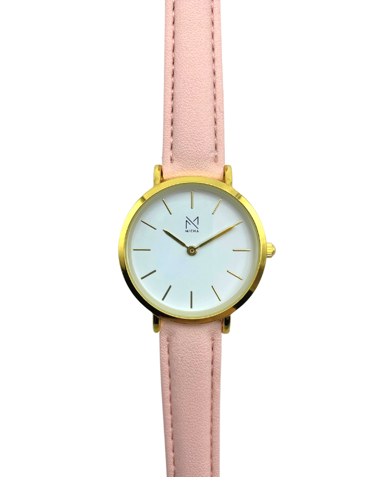 Classico / White & Gold / Pink Leather
