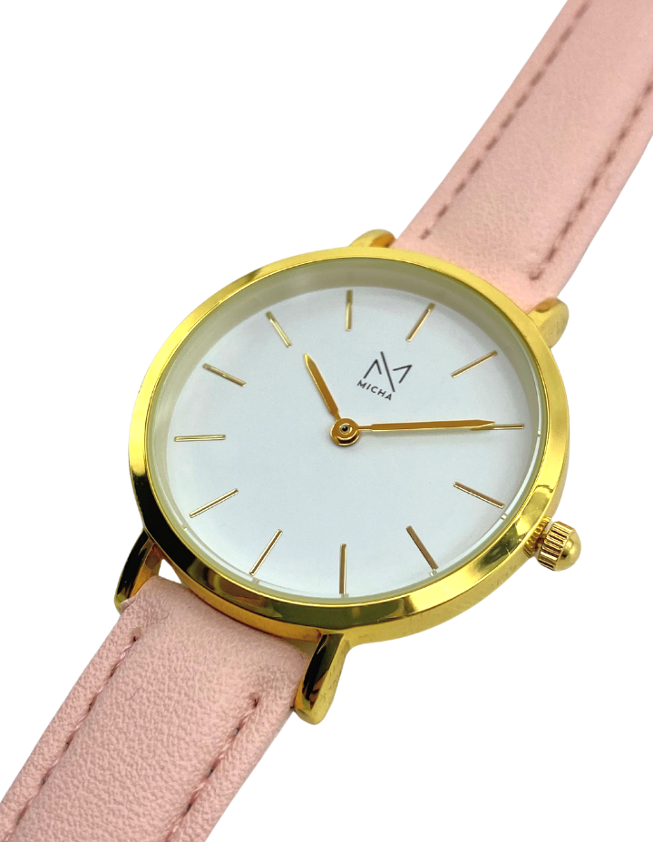 Classico / White & Gold / Pink Leather