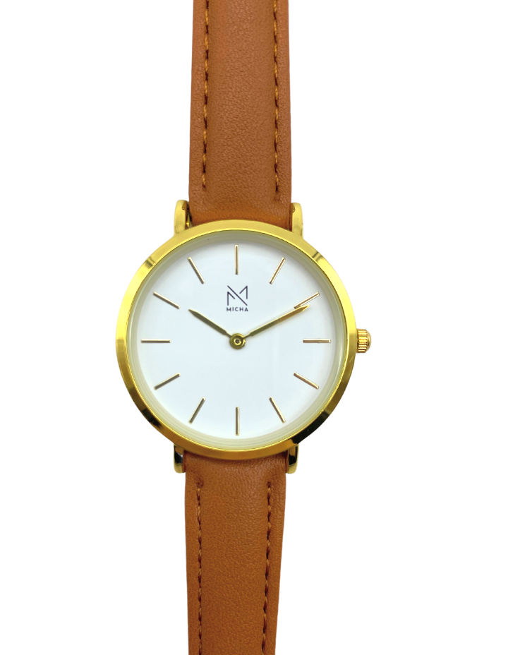 Classico / White & Gold / Brown Leather