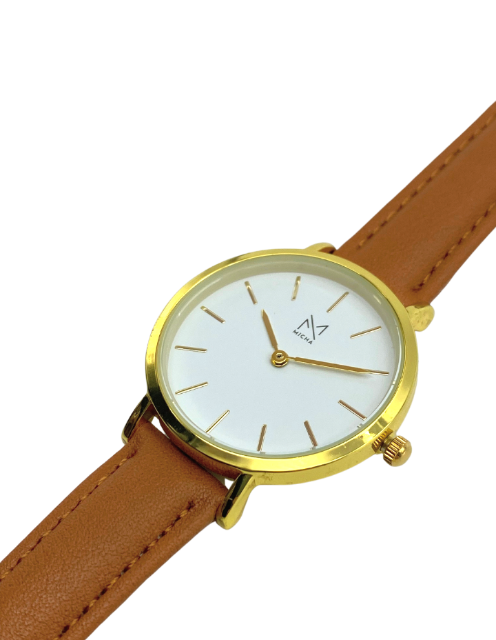 Classico / White & Gold / Brown Leather