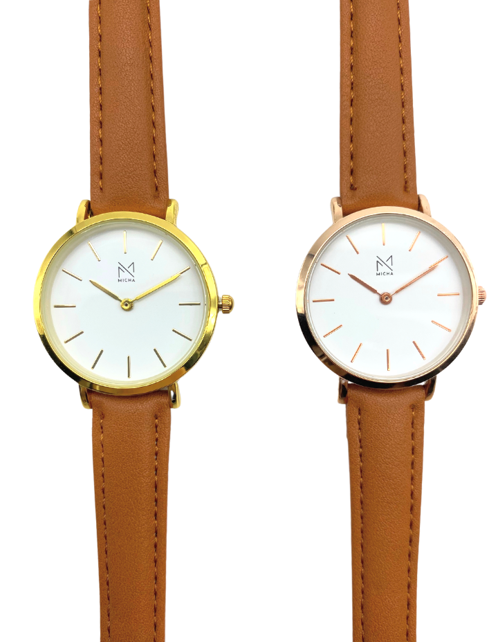 Classico / White & Gold / Brown Leather
