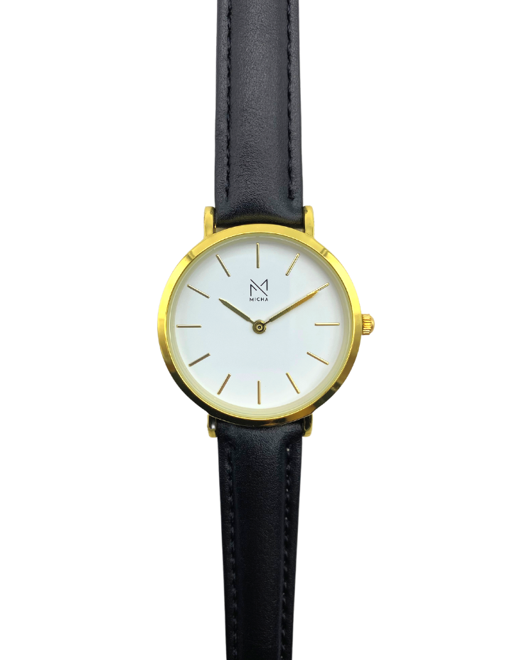 Classico / White & Gold / Black Leather