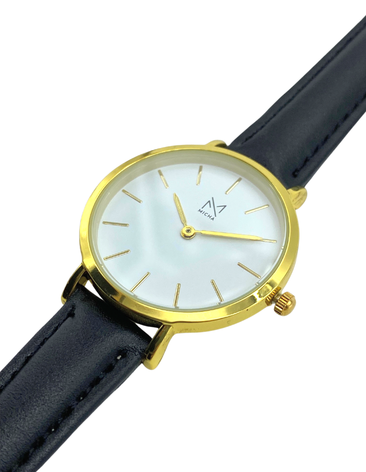 Classico / White & Gold / Black Leather