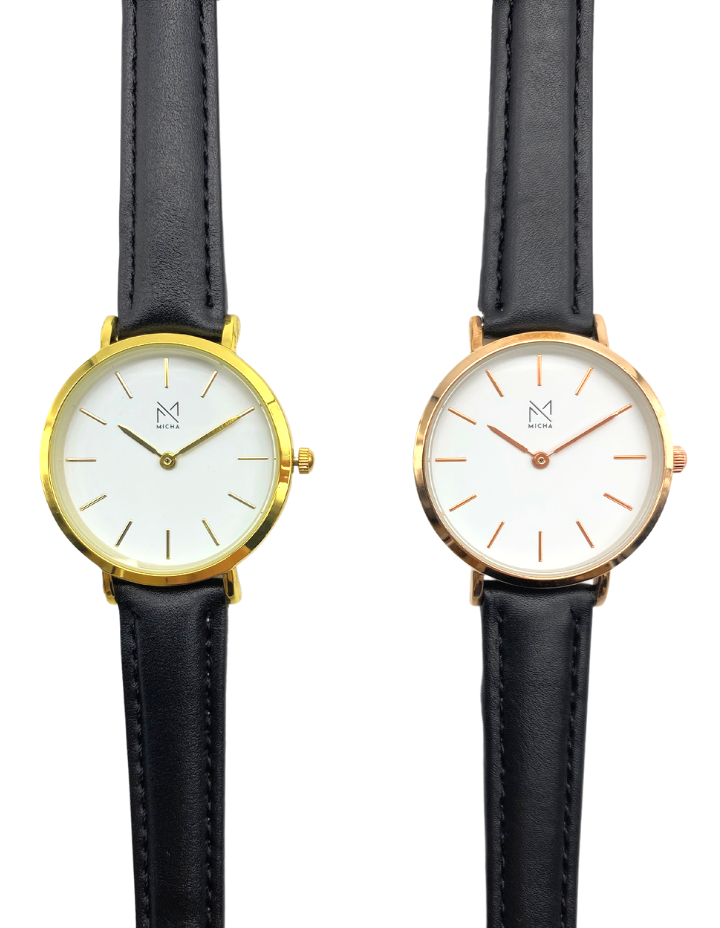 Classico / White & Gold / Black Leather
