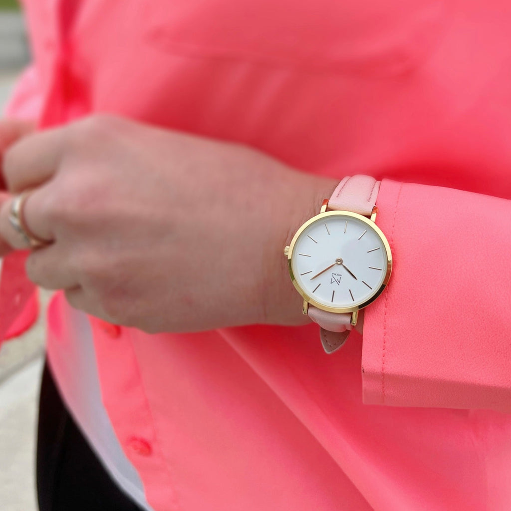 Classico / White & Gold / Pink Leather