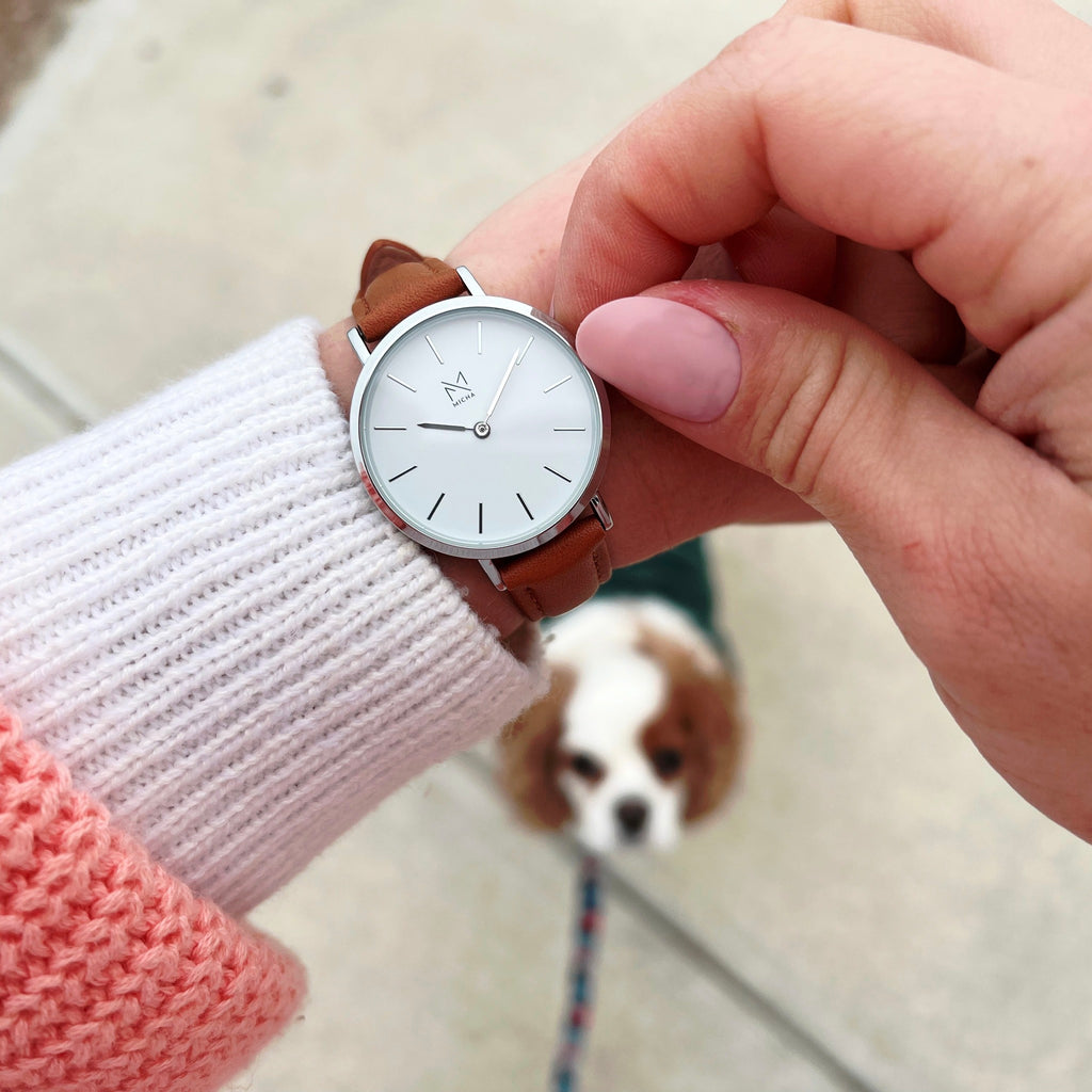 Classico / White & Silver / Brown Leather