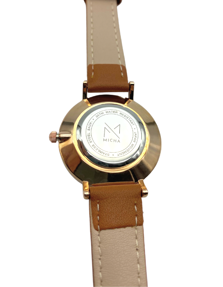 Classico / White & Rose Gold / Brown Leather