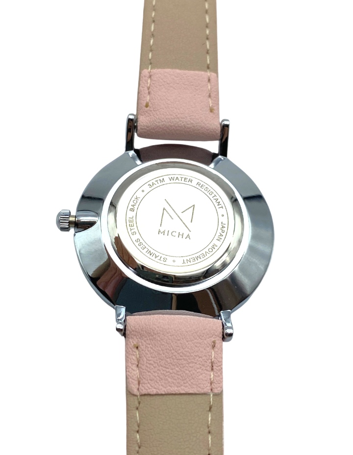 Classico / White & Silver / Pink Leather