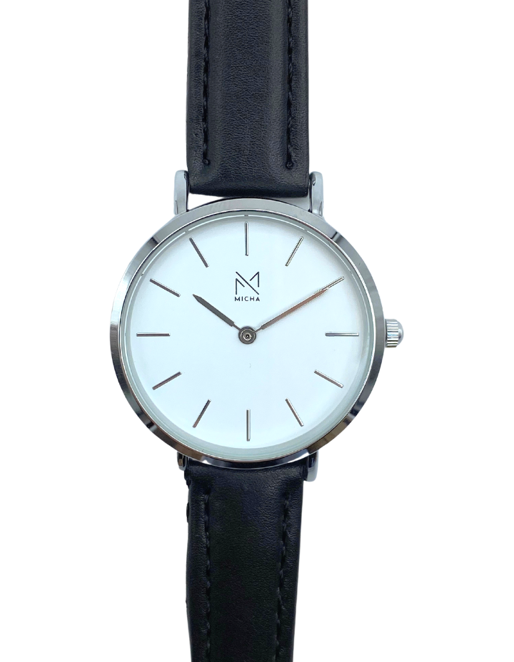Classico / White & Silver / Black Leather