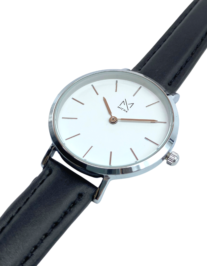 Classico / White & Silver / Black Leather
