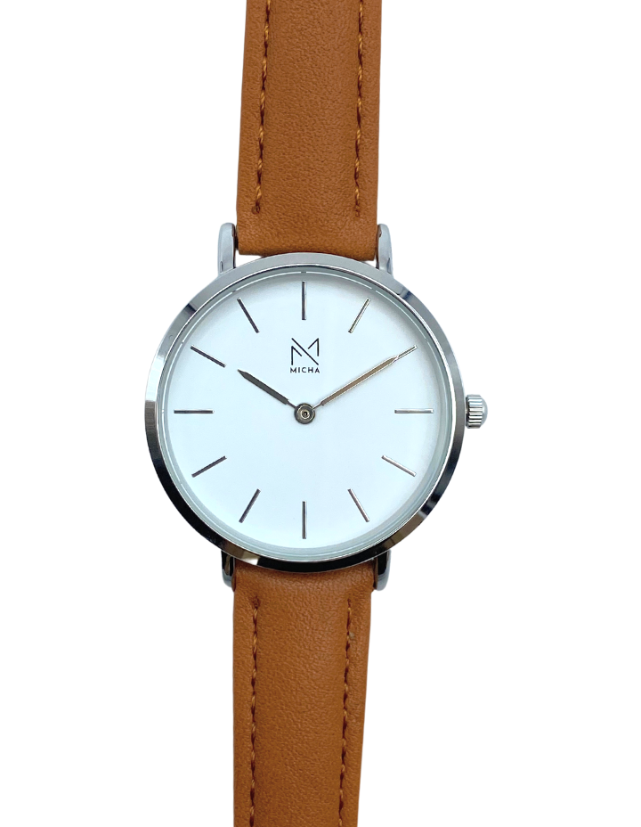 Classico / White & Silver / Brown Leather