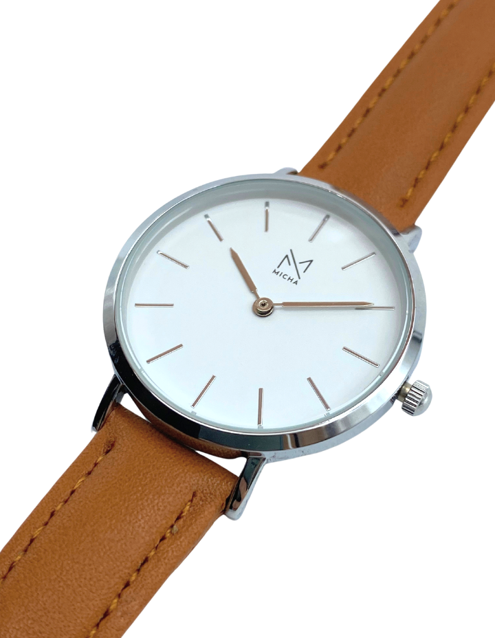 Classico / White & Silver / Brown Leather