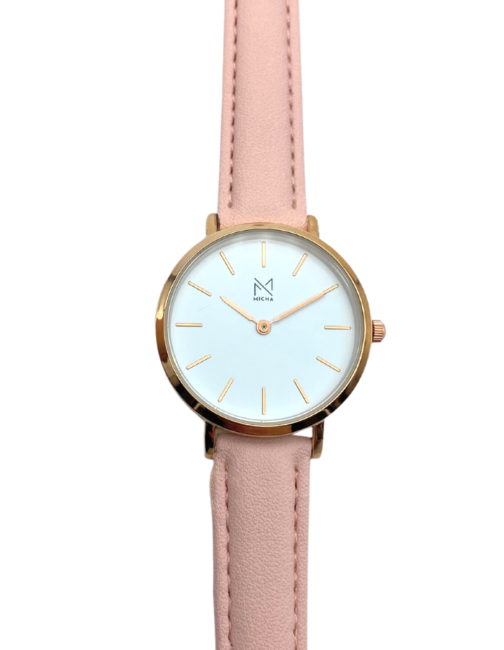 Classico / White & Rose Gold / Pink Leather