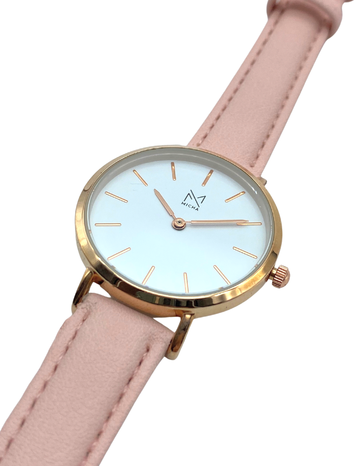 Classico / White & Rose Gold / Pink Leather