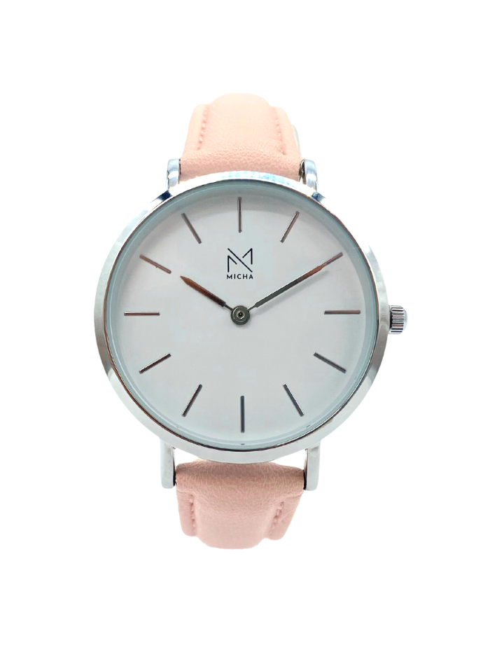 Classico / White & Silver / Pink Leather