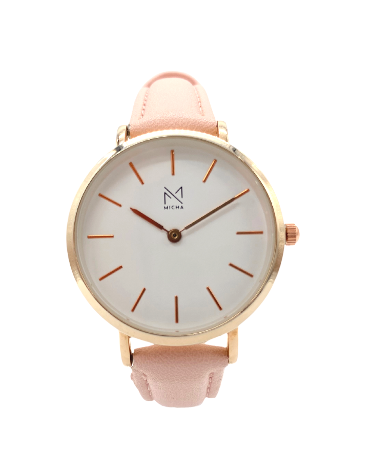 Classico / White & Rose Gold / Pink Leather
