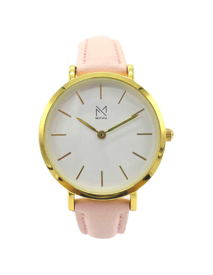 Classico / White & Gold / Pink Leather