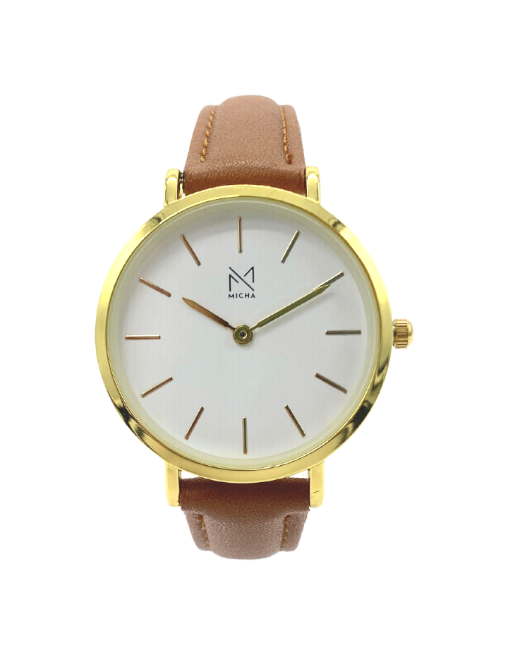 Classico / White & Gold / Brown Leather
