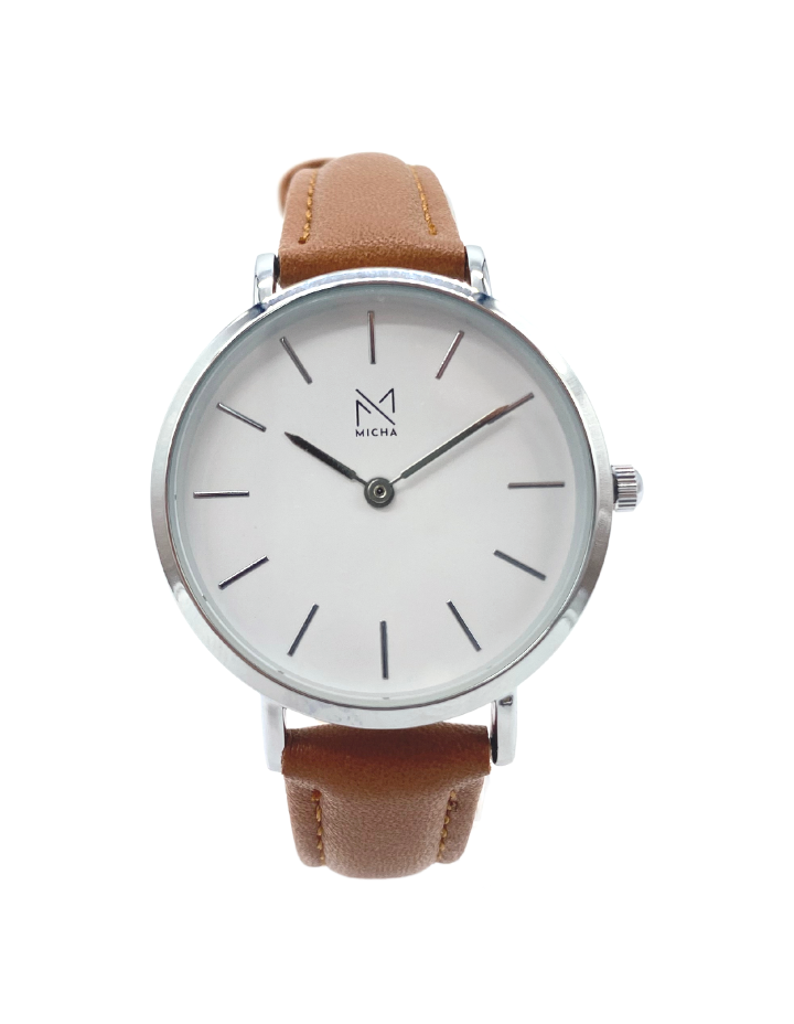 Classico / White & Silver / Brown Leather