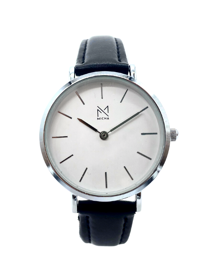 Classico / White & Silver / Black Leather