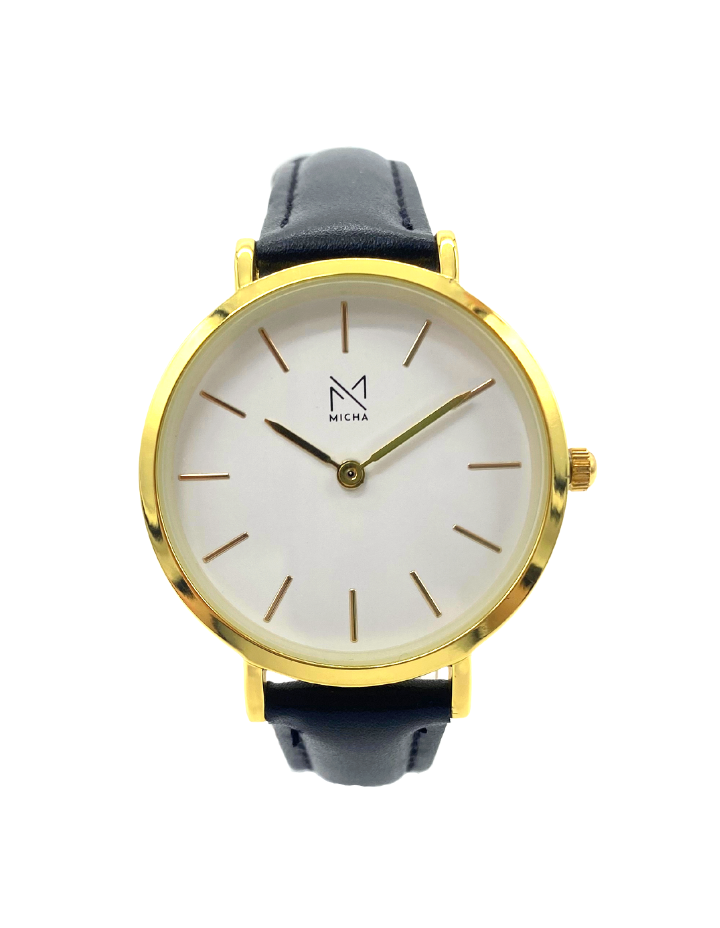 Classico / White & Gold / Black Leather
